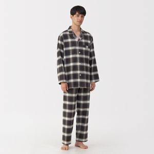 남성 사이드 심리스 플란넬 긴소매 파자마